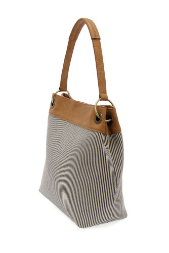 Denim Pinstripe Laurel Canvas Shoulder Bag