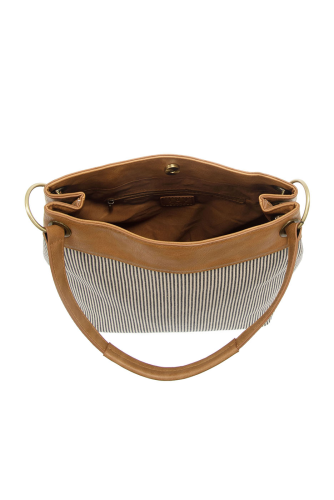 Denim Pinstripe Laurel Canvas Shoulder Bag
