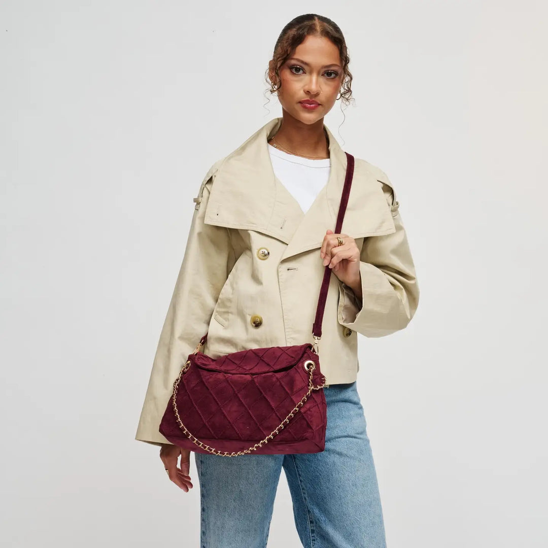 Crew Hobo Suede Handbag in Wine