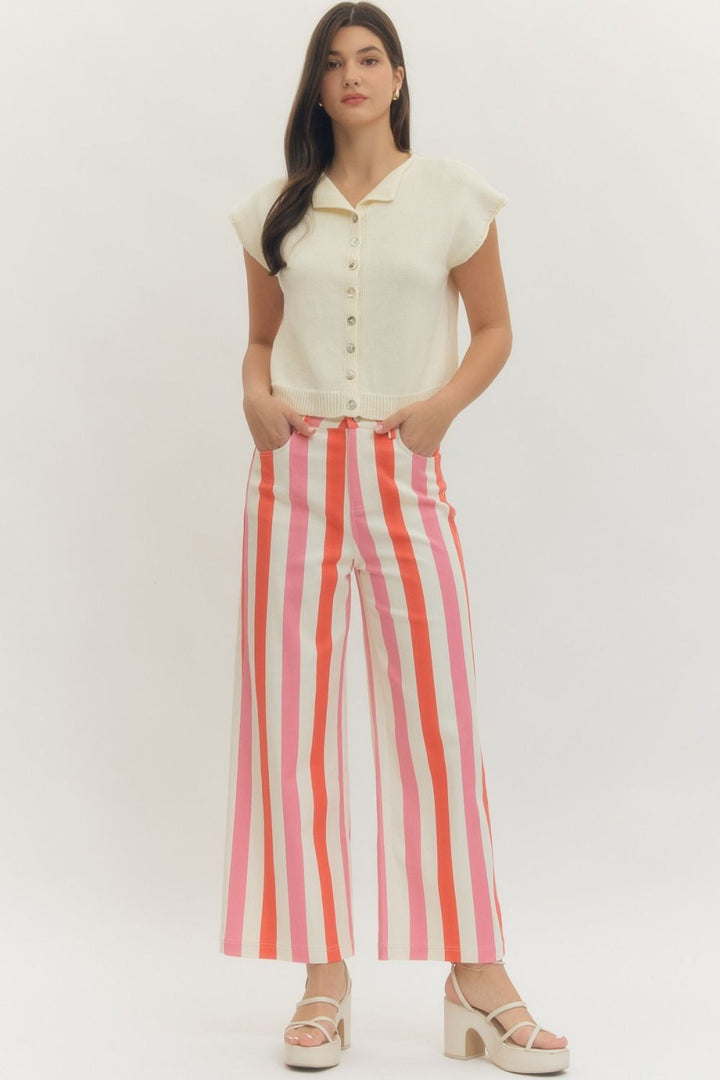 Soleil Stripped Pants in Pink