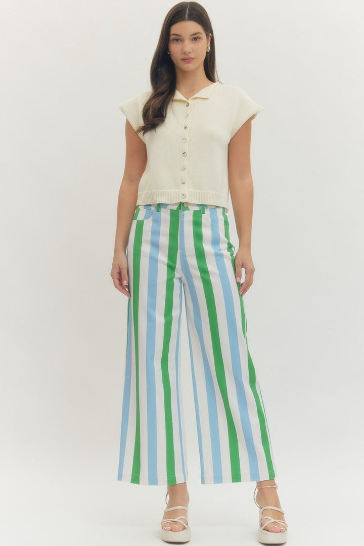 Soleil Stripped Pants in Blue