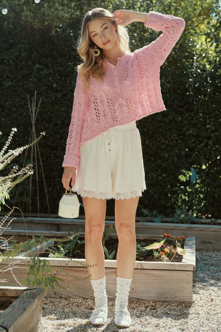 Francesca Satin Lace Shorts