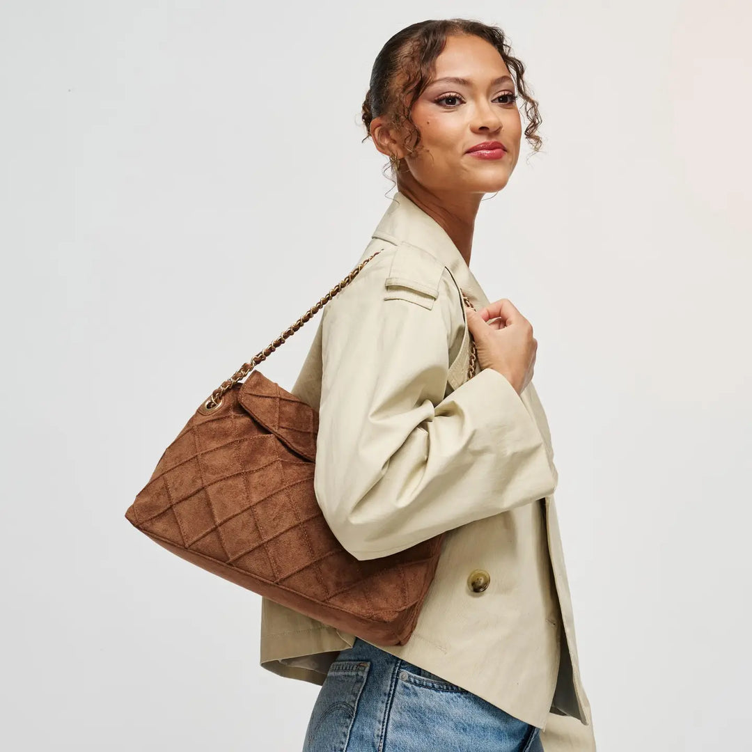 Crew Hobo Suede Handbag in Brown