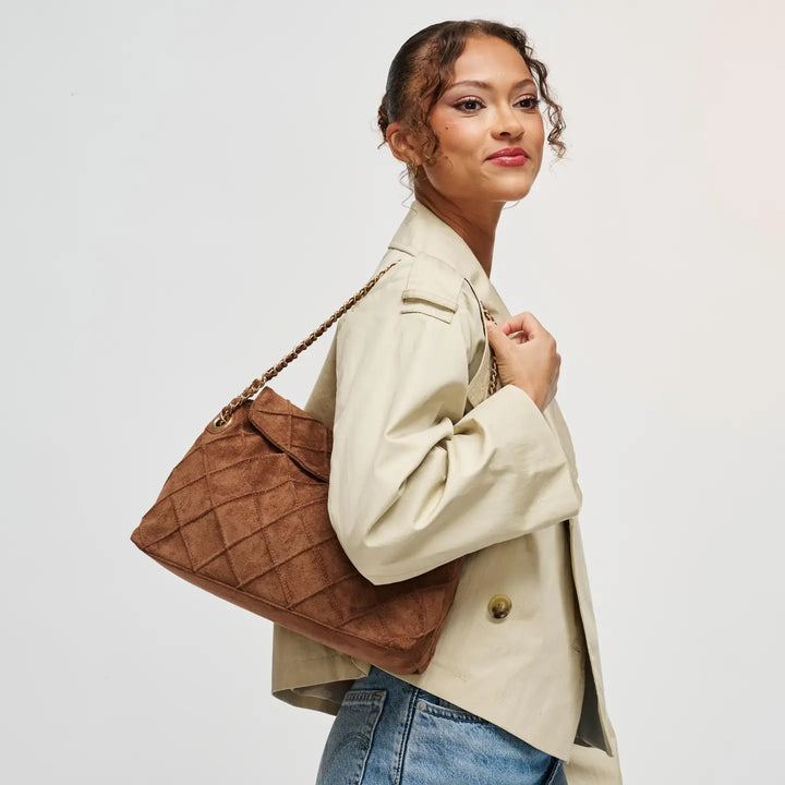 Crew Hobo Suede Handbag in Brown