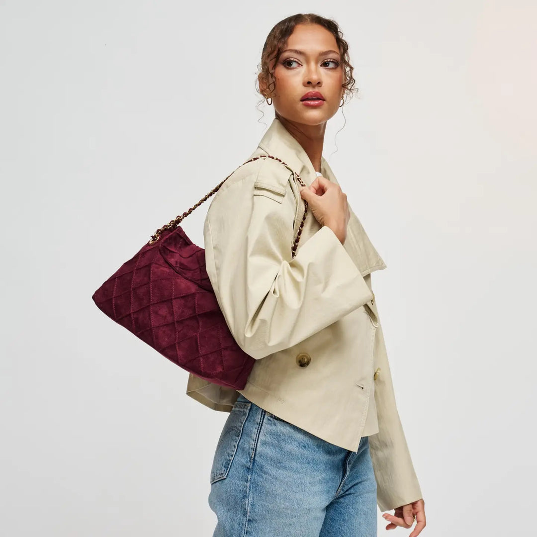 Crew Hobo Suede Handbag in Wine