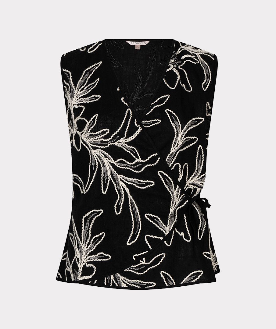 Embroidery Flower Wrap Top