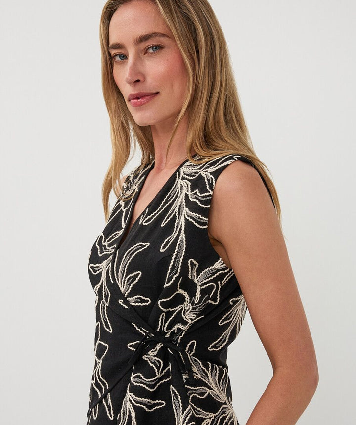 Embroidery Flower Wrap Top