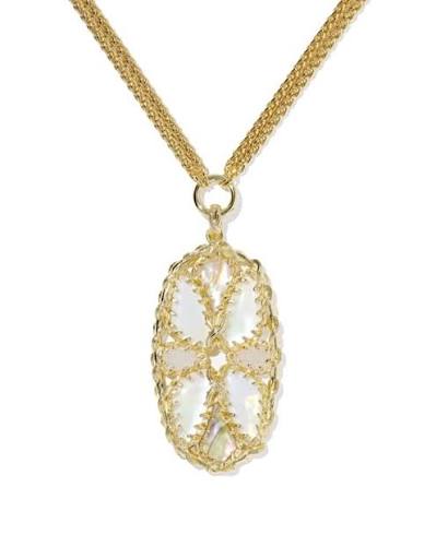 Dolly Parton & Kendra Scott Patchwork Long Pendant Necklace in White Mix