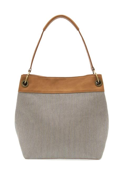 Denim Pinstripe Laurel Canvas Shoulder Bag