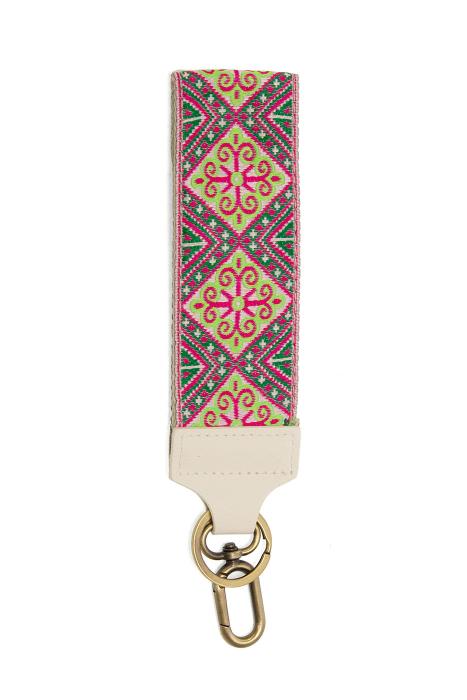 Pink/ Lime Boho Diamond Easy Find Wristlet