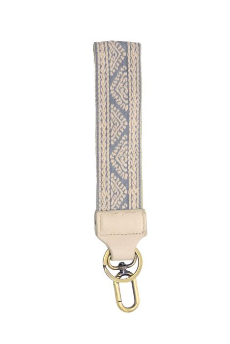 1.5in Grey-Blue Geometric Pyramid- Easy Find Wristlet