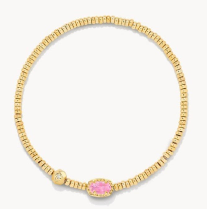 Emilie Stretch Bracelet Gold Pink Iridescent Glitter Glass
