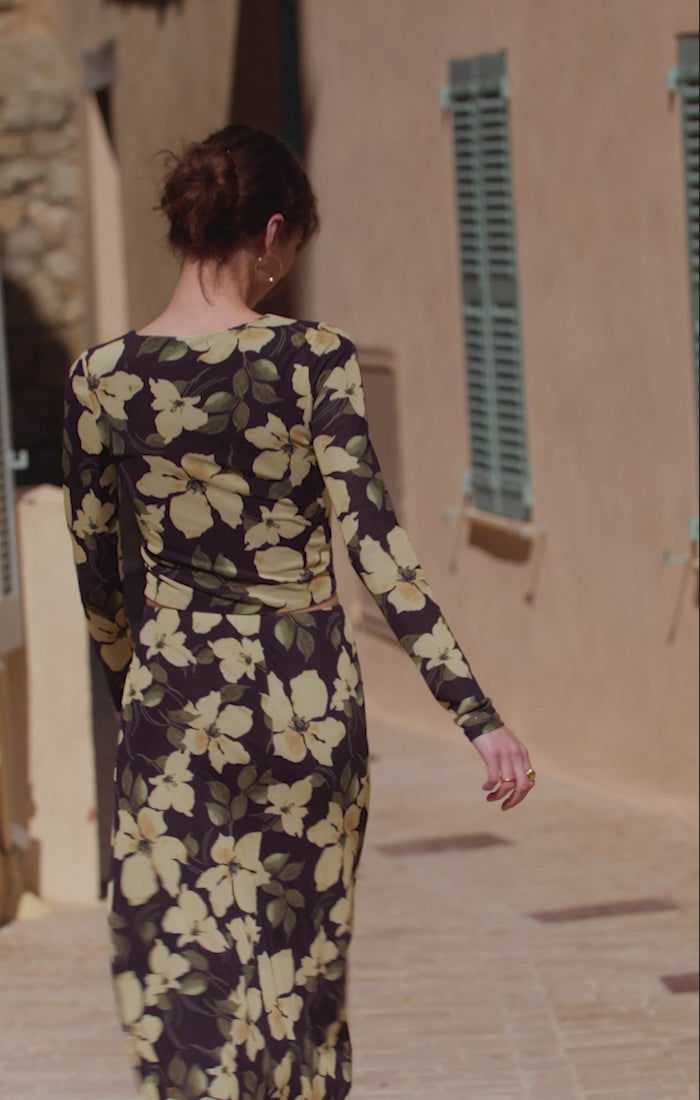 Eda Ren Floral Mesh Midi Skirt