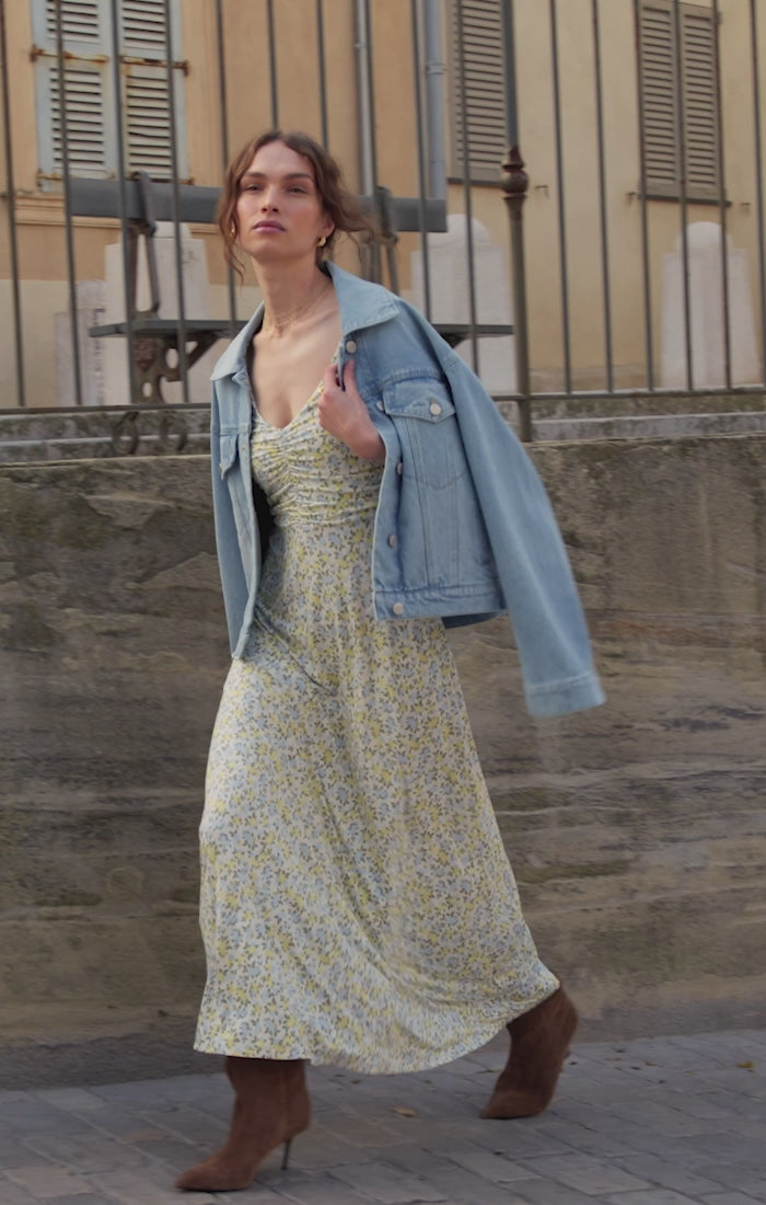 Faya Idra Ditsy Maxi Dress - Cloud