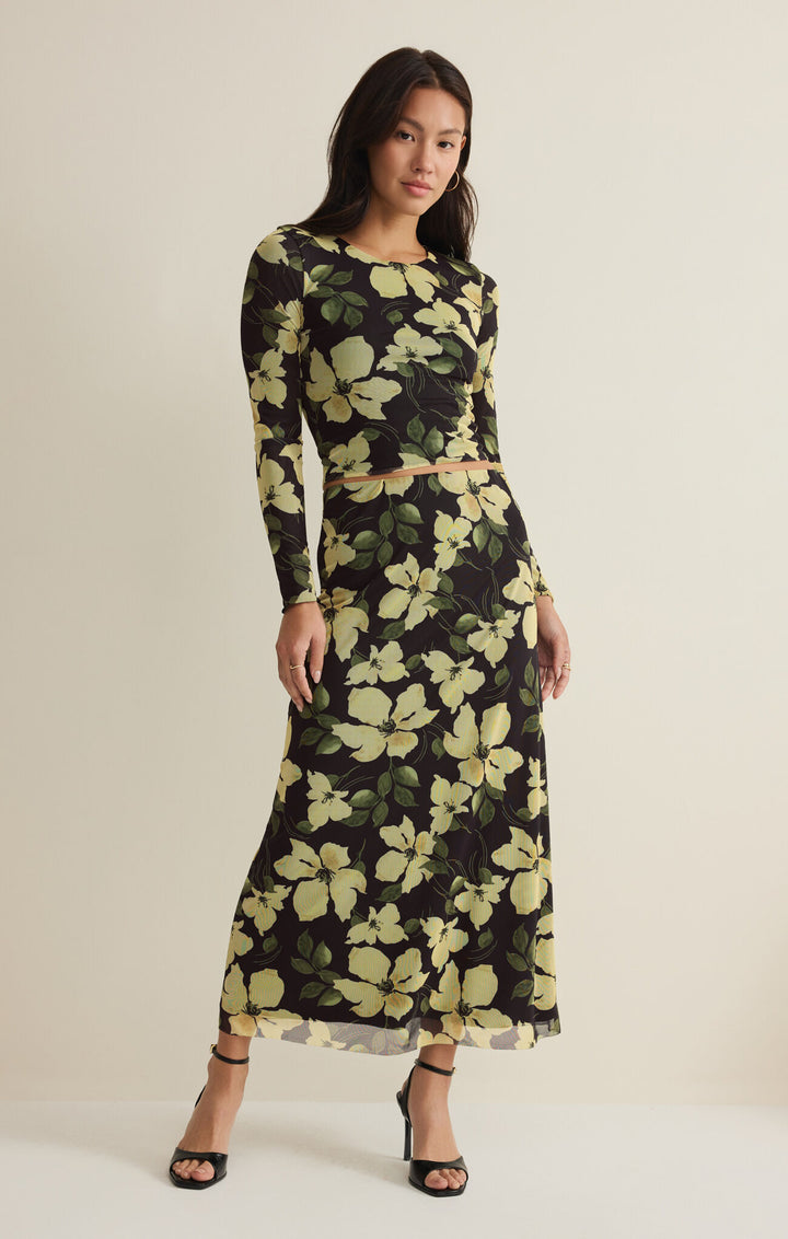 Eda Ren Floral Mesh Midi Skirt