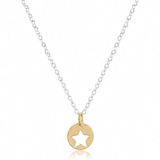 16" Necklace Mixed Metal - Star Small Gold Disc