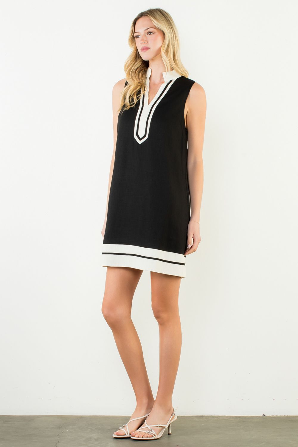 Country Club Black and White Collar Tank Dress