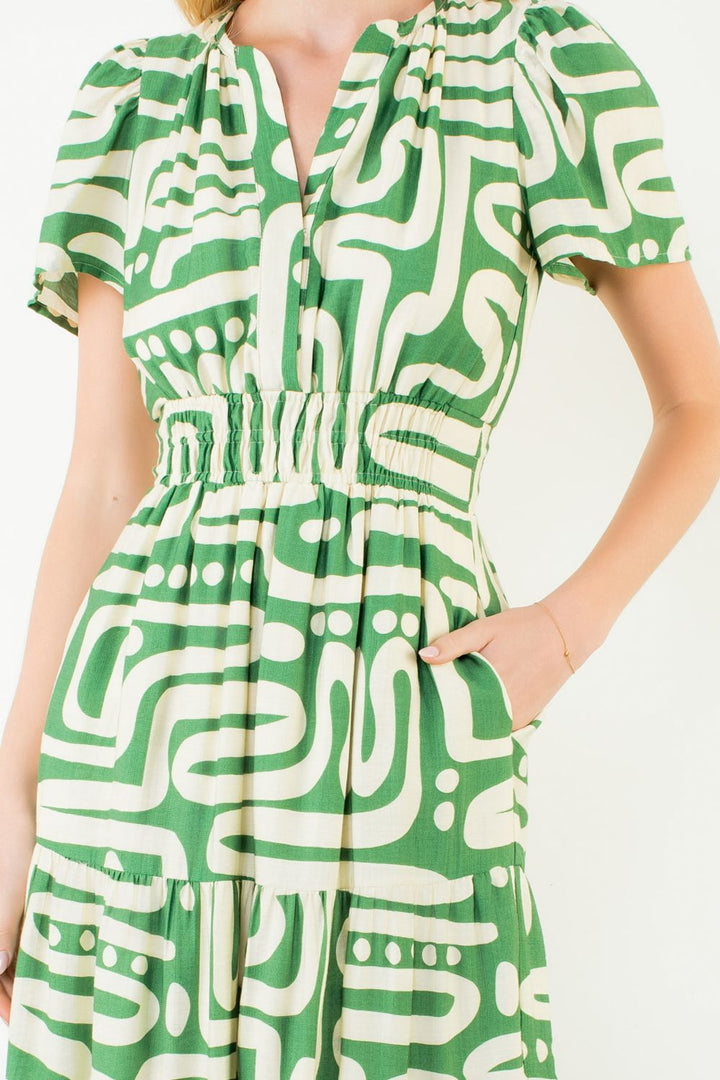 Kelly Green Geometric Dress