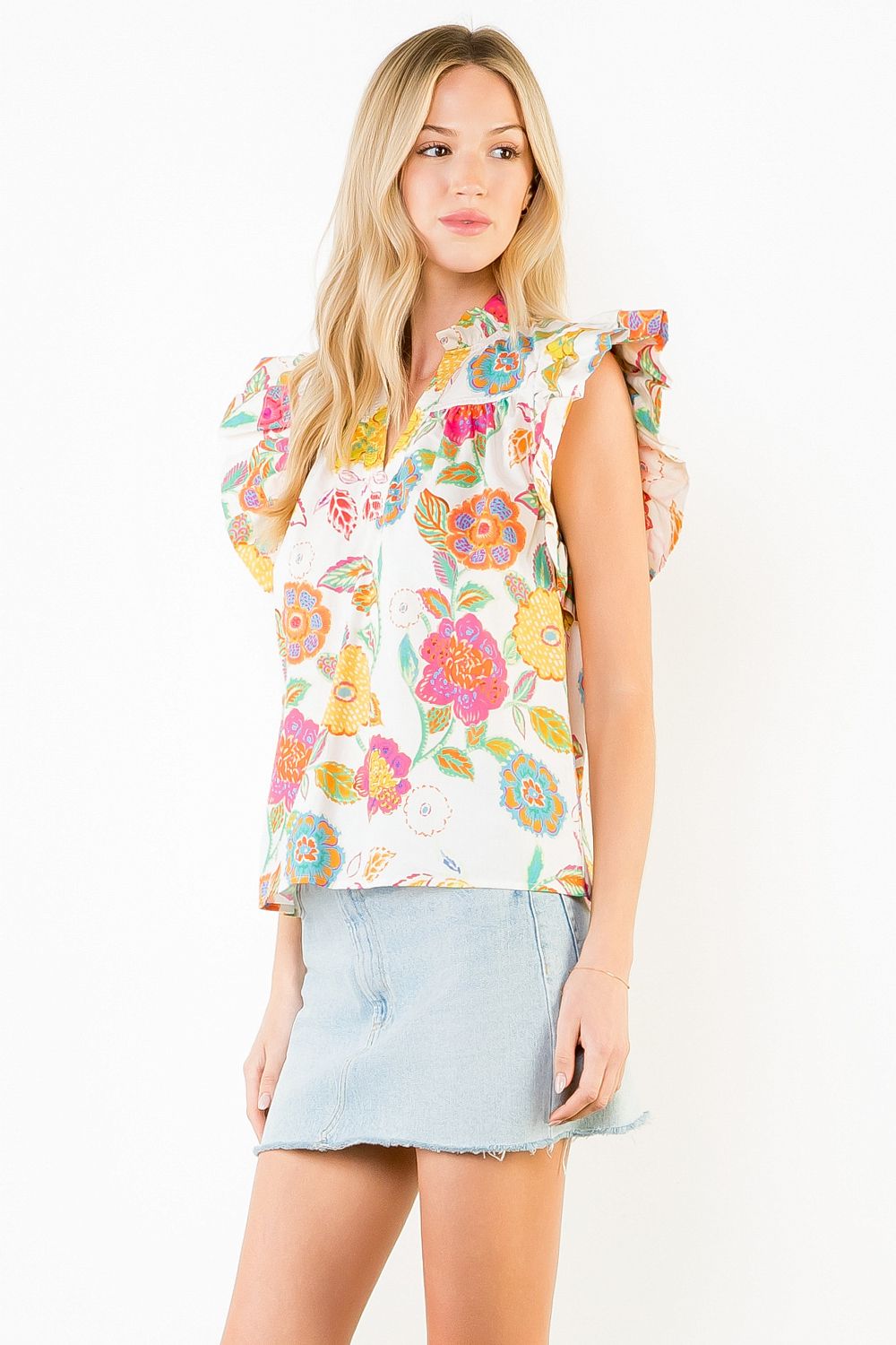 Magnolia Ruffle Sleeve Top