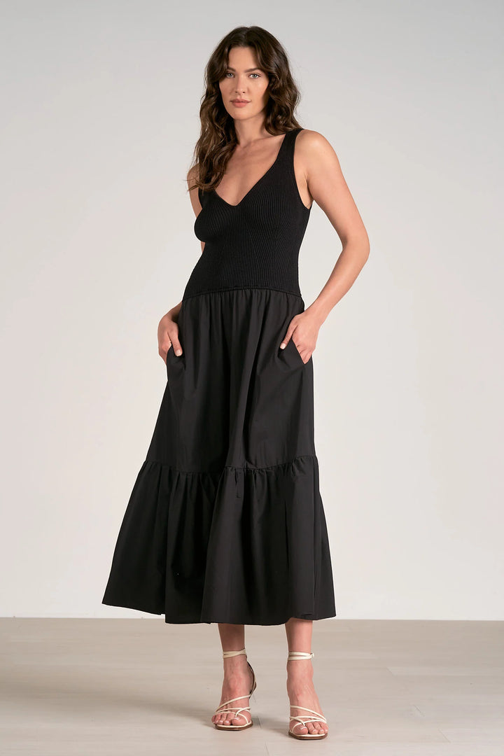 Mixed Media Maxi Tank Dress in Black – Mia's Marketplace
